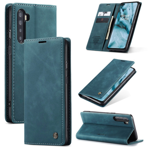 OnePlus Nord CaseMe 013 Multifunctional Retro Frosted Horizontal Flip Leather Case with Card Slot & Holder & Wallet - Blue